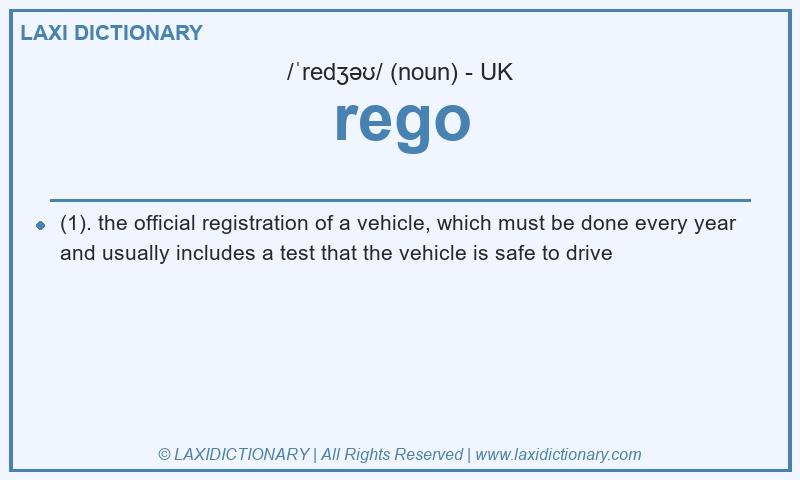 Definition rego in British English