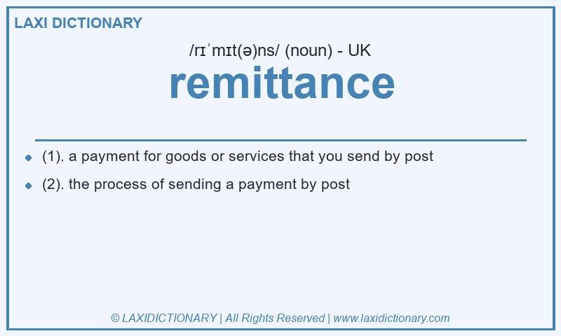 Definition remittance in British English