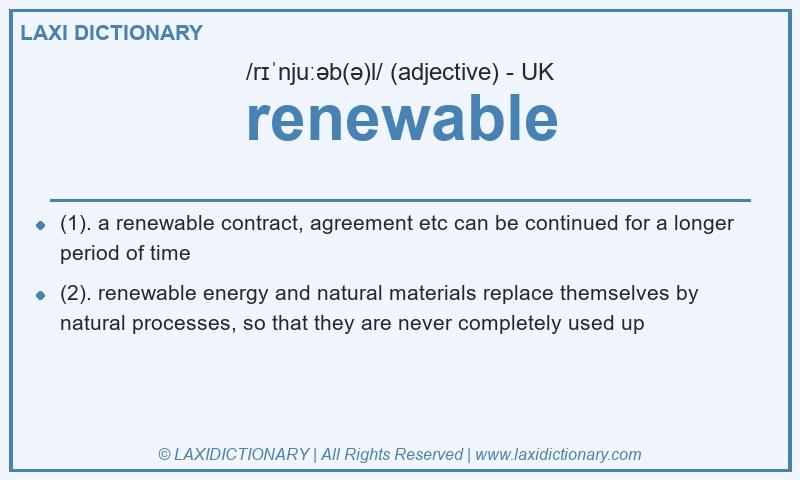 Definition renewable in British English