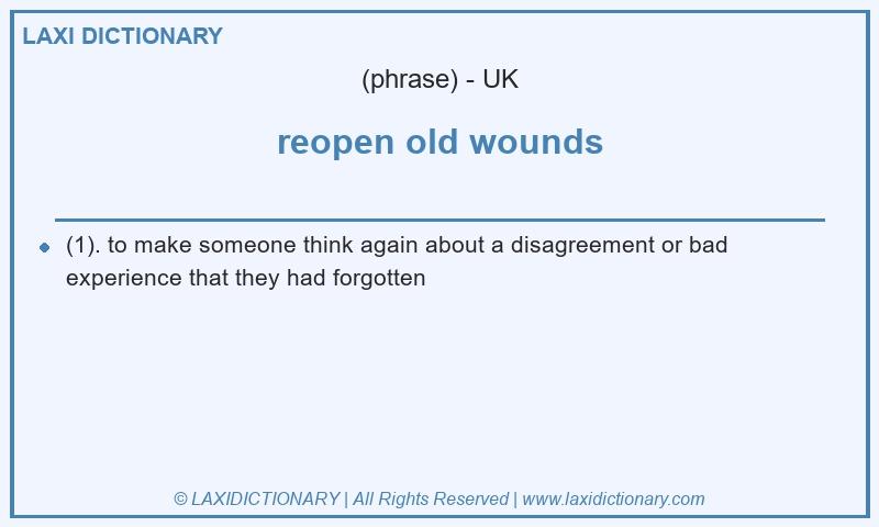 Definition reopen old wounds in British English