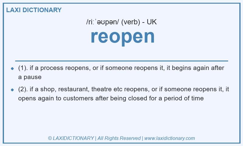 Definition reopen in British English