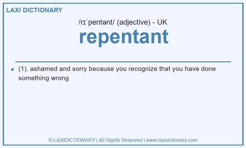 Definition repentant in British English