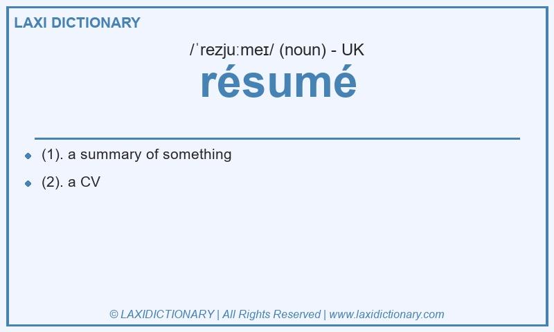 Definition résumé in British English