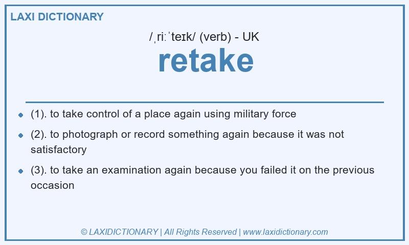 Definition retake in British English
