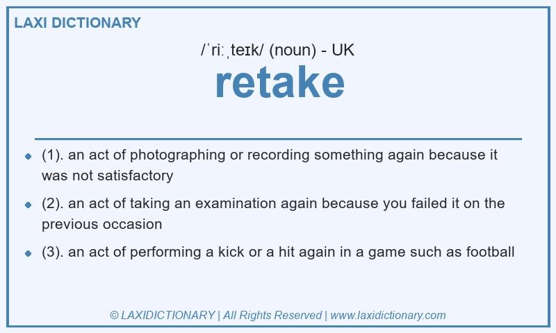Definition retake in British English