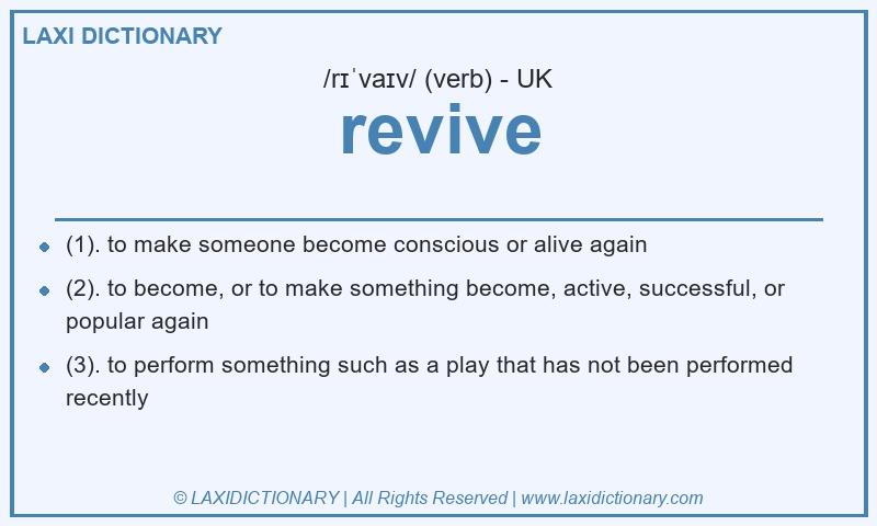 Definition revive in British English