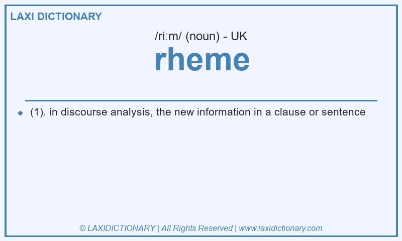 Definition rheme in British English