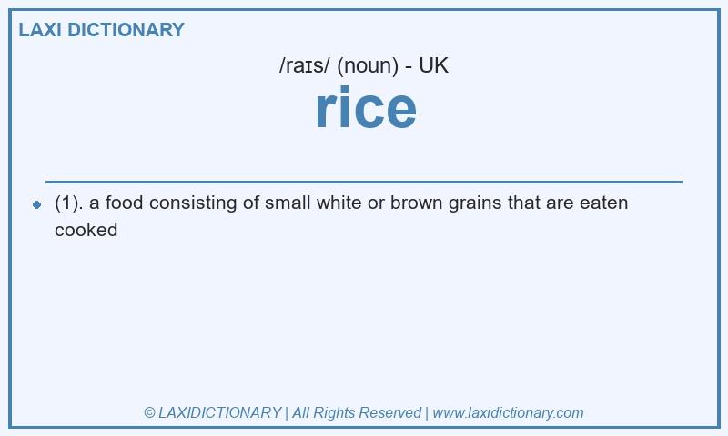 Definition rice in British English