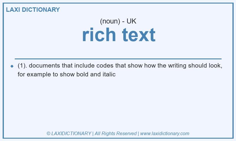 Definition rich text in British English
