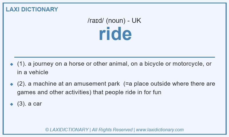 Definition ride in British English
