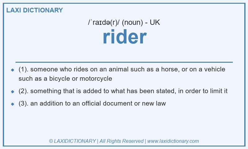 Definition rider in British English