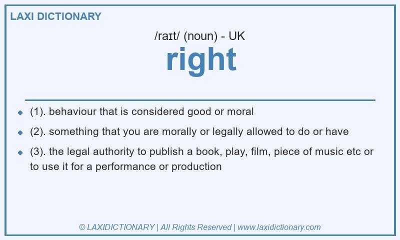 Definition right in British English