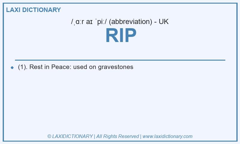 Definition RIP in British English