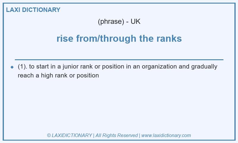 Definition rise from/through the ranks in British English