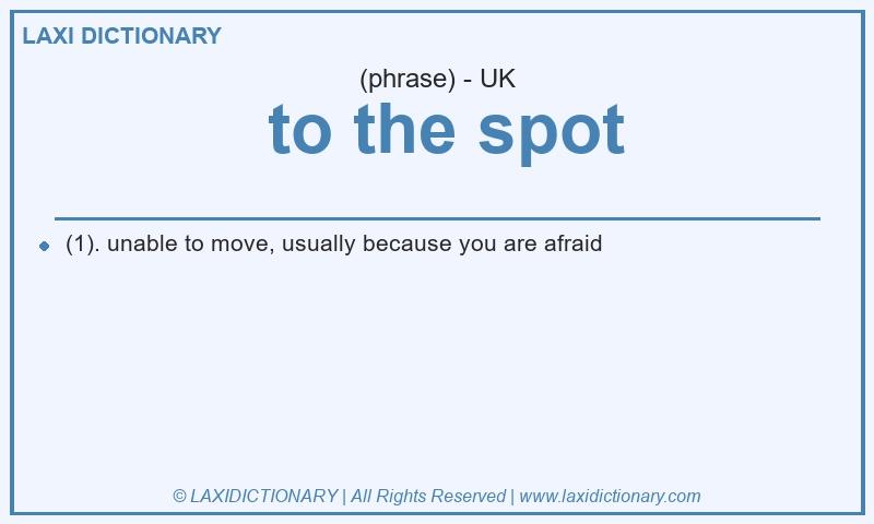 Definition to the spot in British English