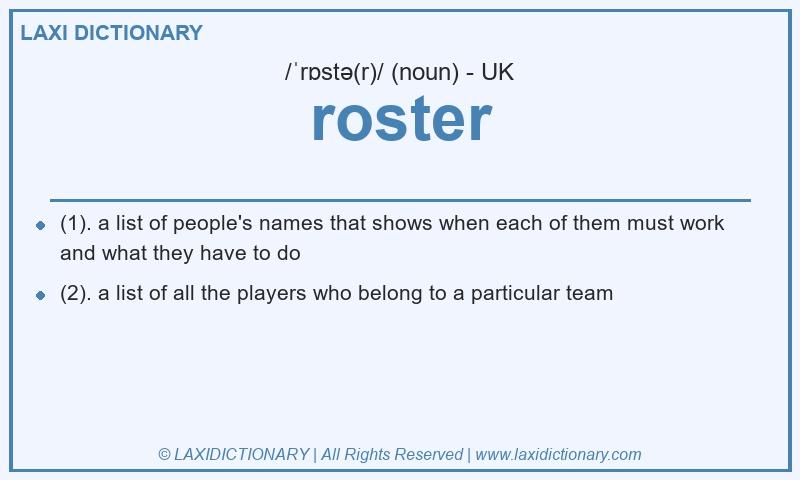 Definition roster in British English