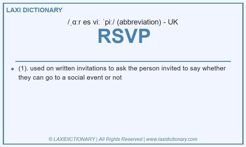 Definition RSVP in British English