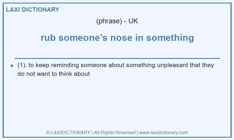 Definition rub someone’s nose in something in British English