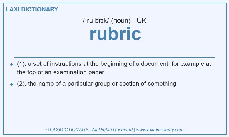 Definition rubric in British English