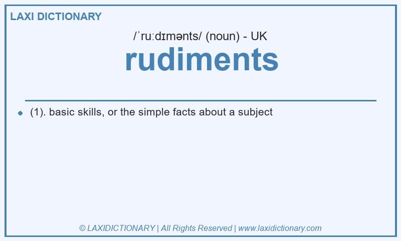 Definition rudiments in British English