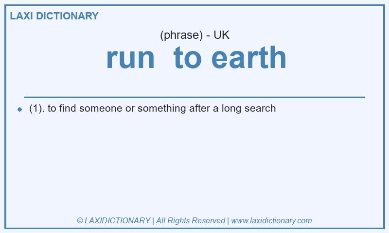 Definition run to earth in British English