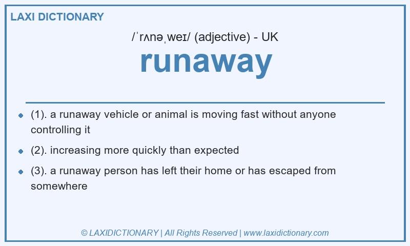 Definition runaway in British English