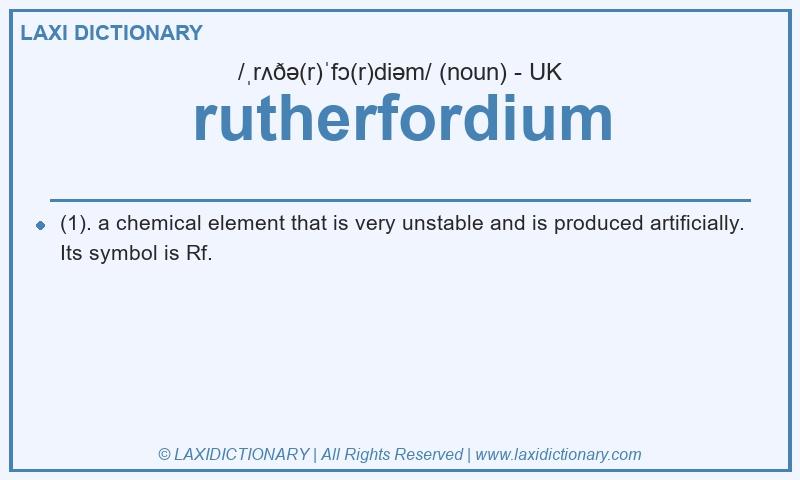 Definition rutherfordium in British English