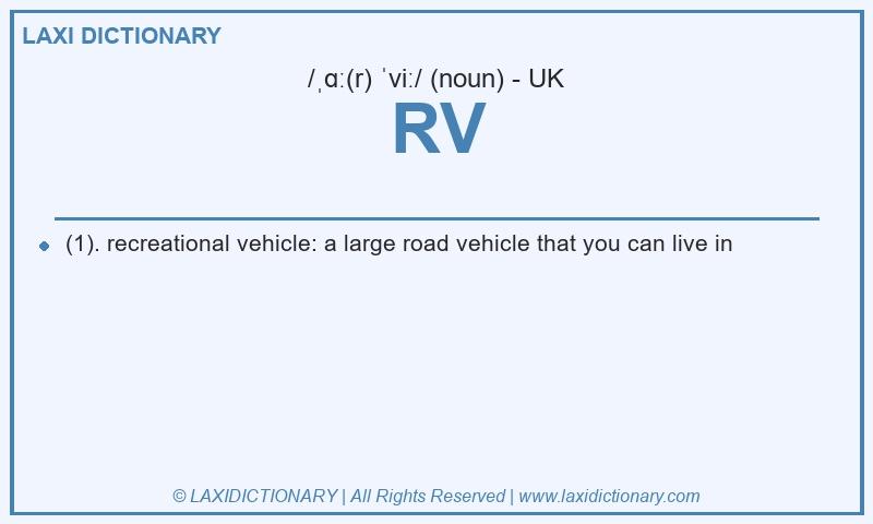 Definition RV in British English