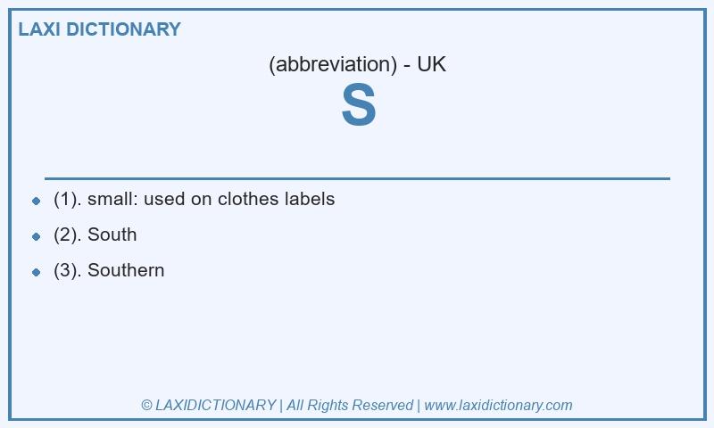 Definition S in British English
