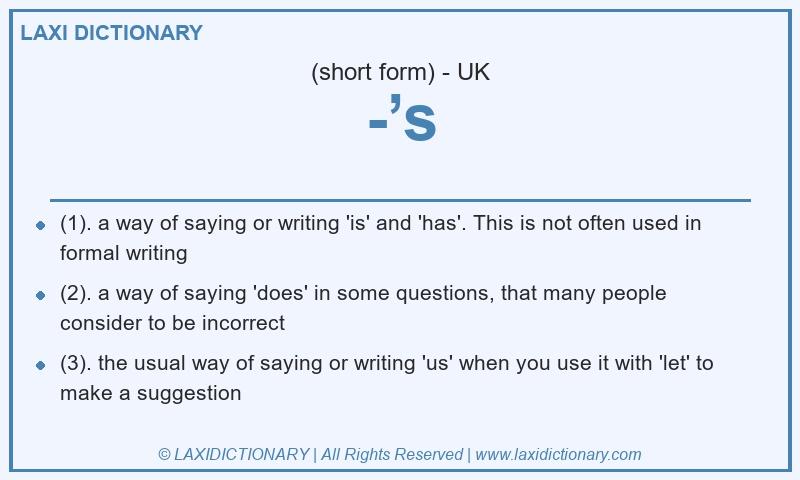 Definition -’s in British English