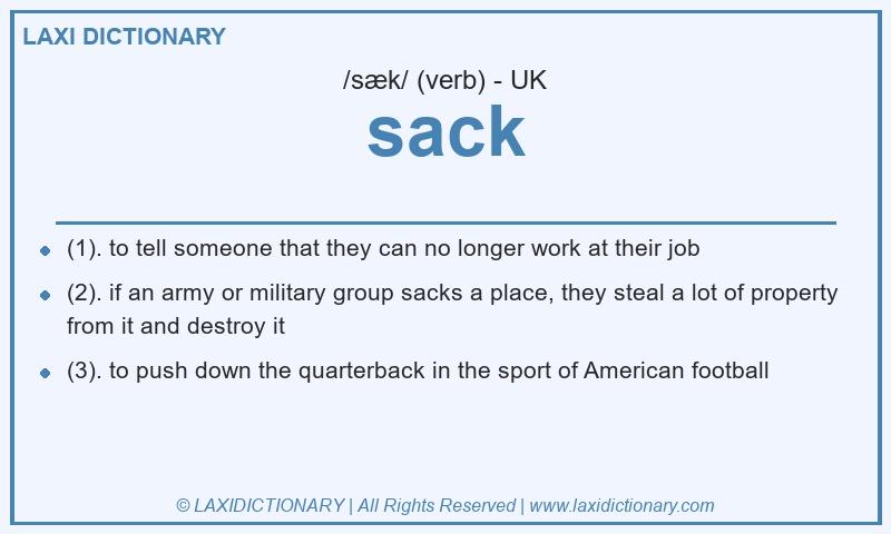 Definition sack in British English
