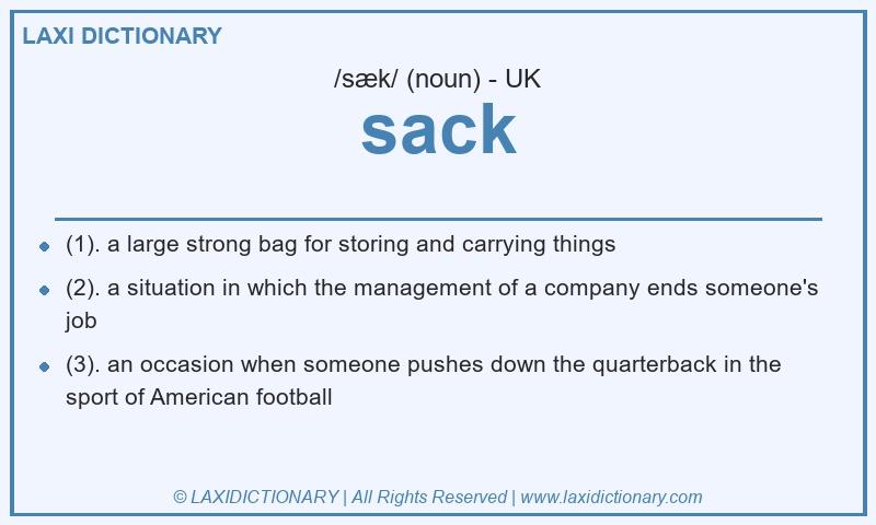 Definition sack in British English