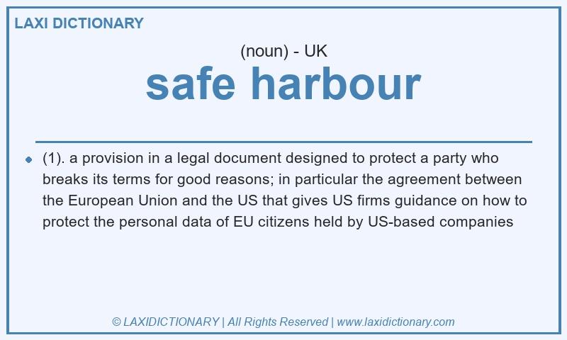 Definition safe harbour in British English