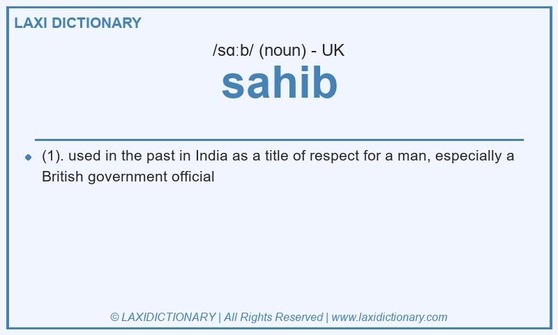 Definition sahib in British English