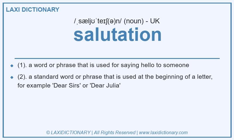 Definition salutation in British English