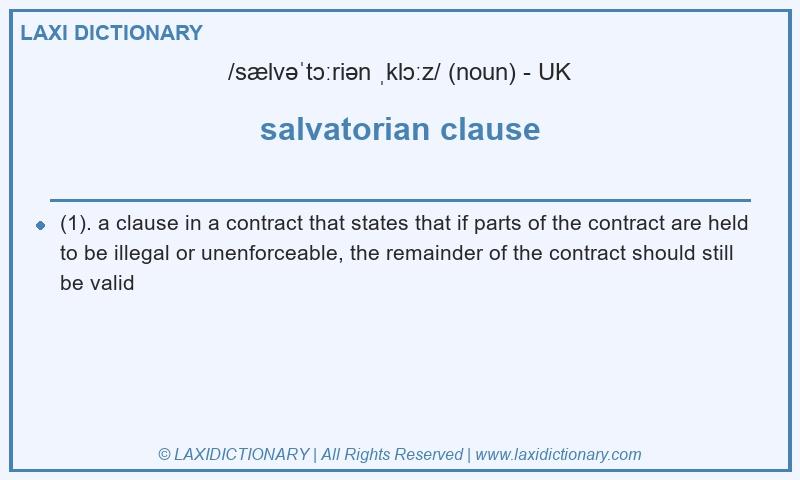 Definition salvatorian clause in British English