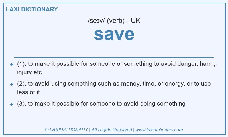 Definition save in British English