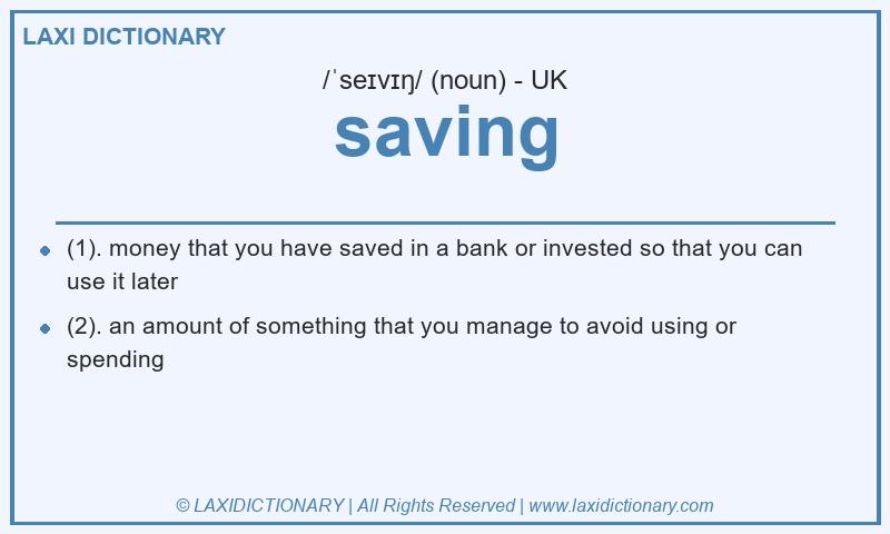 Definition saving in British English