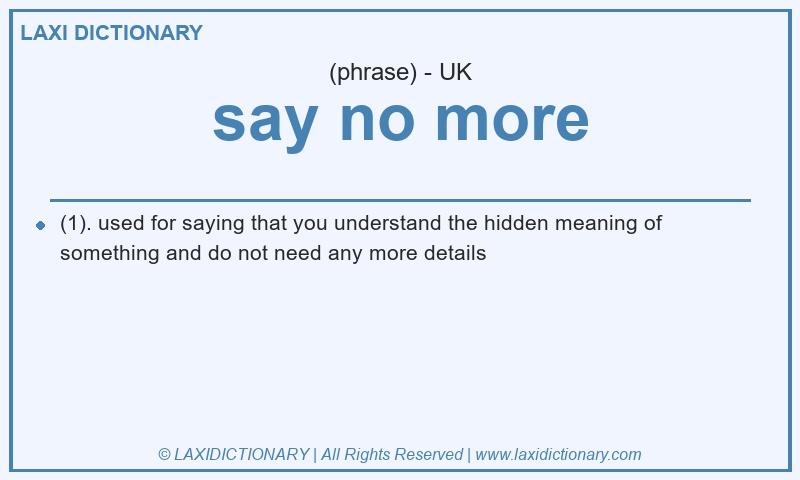 Definition say no more in British English