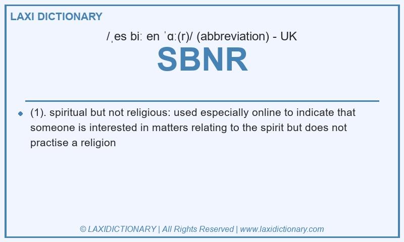 Definition SBNR in British English