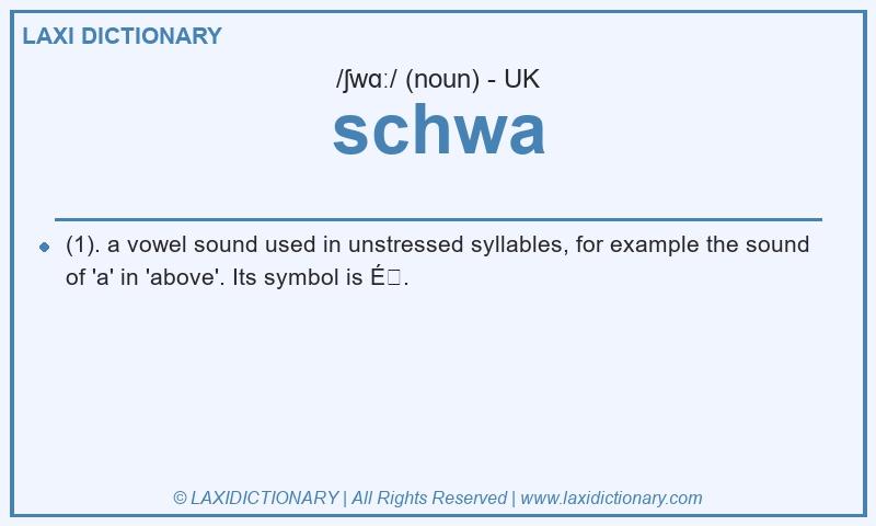Definition schwa in British English