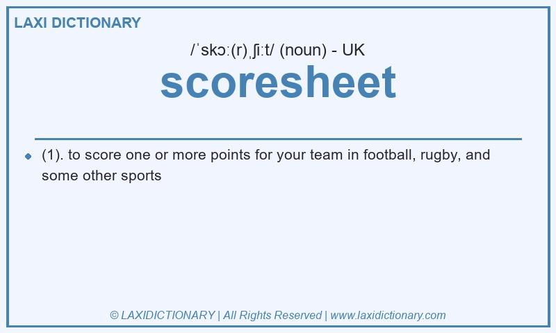 Definition scoresheet in British English