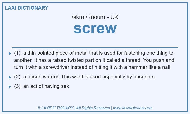 Definition screw in British English