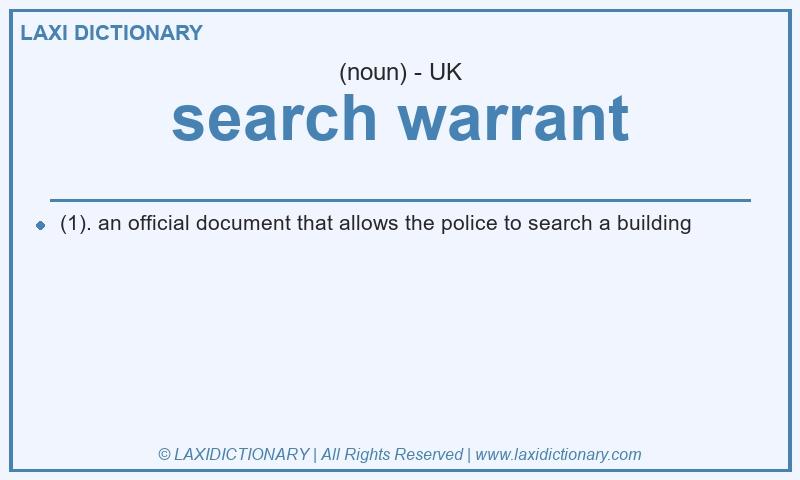 Definition search warrant in British English