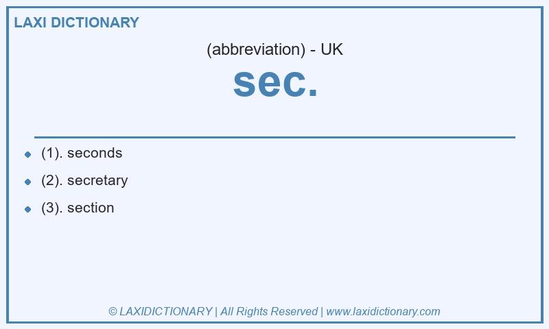 Definition sec. in British English