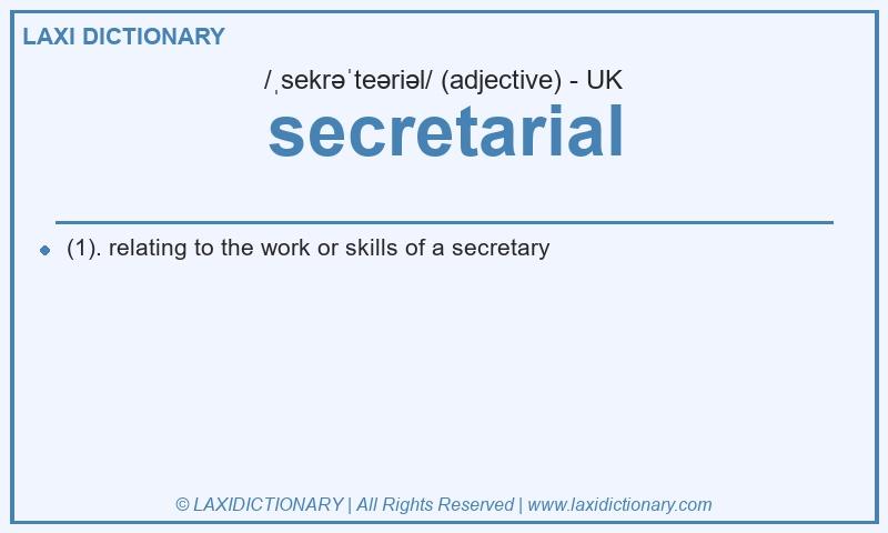 Definition secretarial in British English