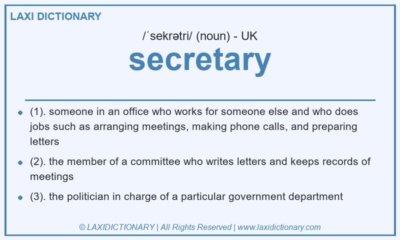 Definition secretary in British English
