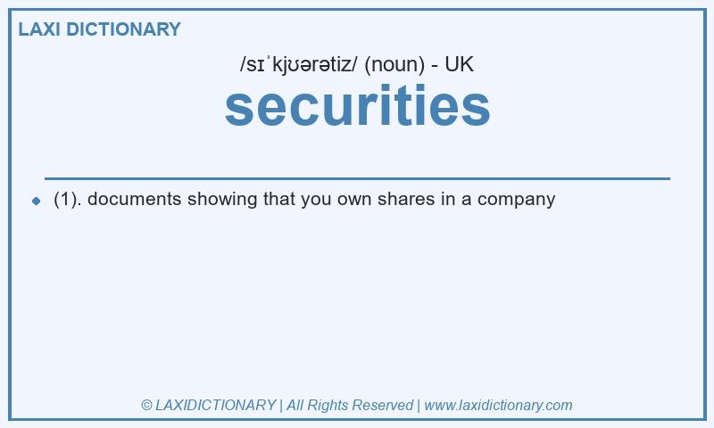 Definition securities in British English