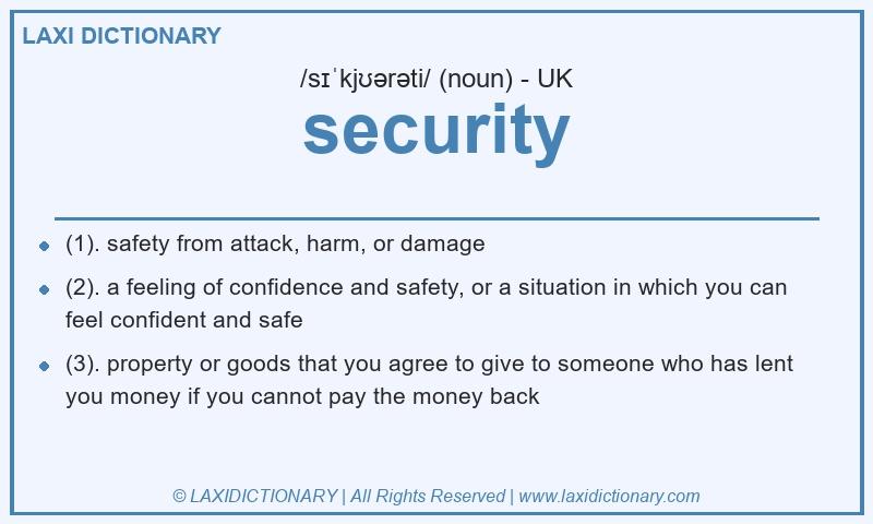 Definition security in British English