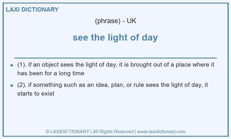 Definition see the light of day in British English
